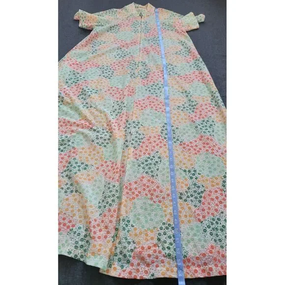 Vintage 60s 70s Mod Multicolor Maxi Dress Floral Lace Tie Waist‎ Zip House M - Picture 15 of 15